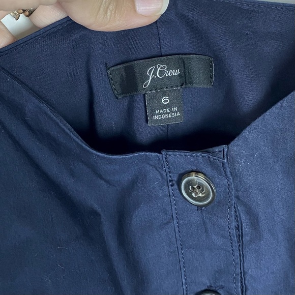 J. Crew Button Front Cotton Poplin Sundress Navy 6 - Picture 8 of 8